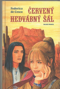 Červený hedvábný šál