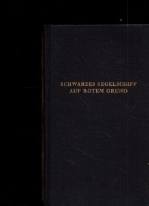Schwarzes segelschiff auf rotem Grund